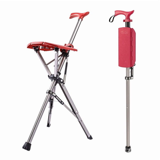 Step2Gold Ta-Da Foldable Cane Chair in Red – Lightweight Stainless Steel Portable Seating Solution with Compact Folding Design, Ergonomic Comfort, and Easy Assembly for Outdoor Activities, Travel,