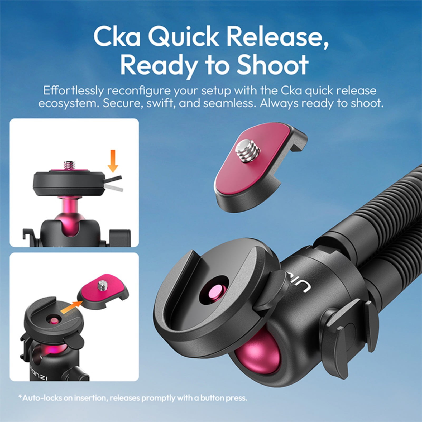 Ulanzi MT91 CKA Quick Release Octopus Tripod Compatible with Camera & Mobile Phone, Flexible Bendable Tripod with Ball Head, Cold Shoe & Wireless Remote for Vlogging, Travel & Live Streaming