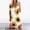 Yellow, variant on Women Casual Draw Back Printed Short Sleeves Cold Shoulder Dress