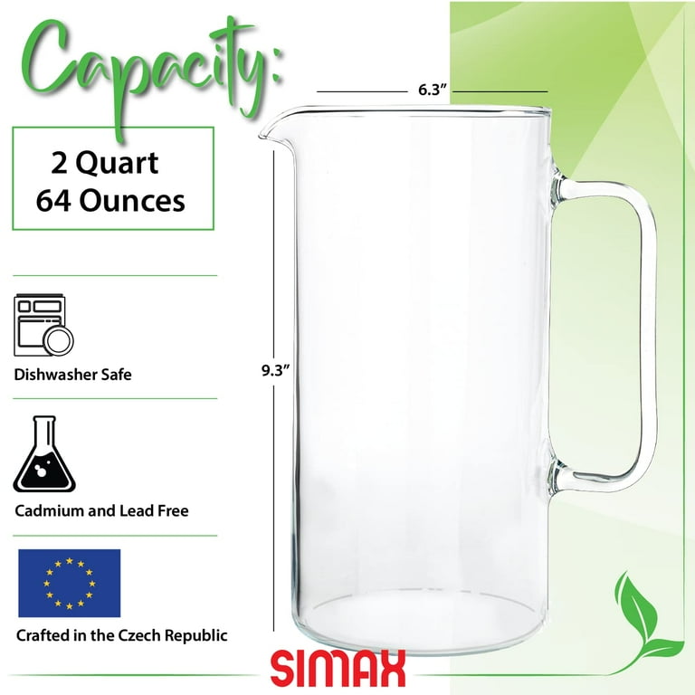 Simax Glass Pitcher With Spout: Borosilicate Glass Pitchers With Handle -  Glass Water Pitcher Glass - Cocktail Pitcher - Margarita Pitcher - Sangria