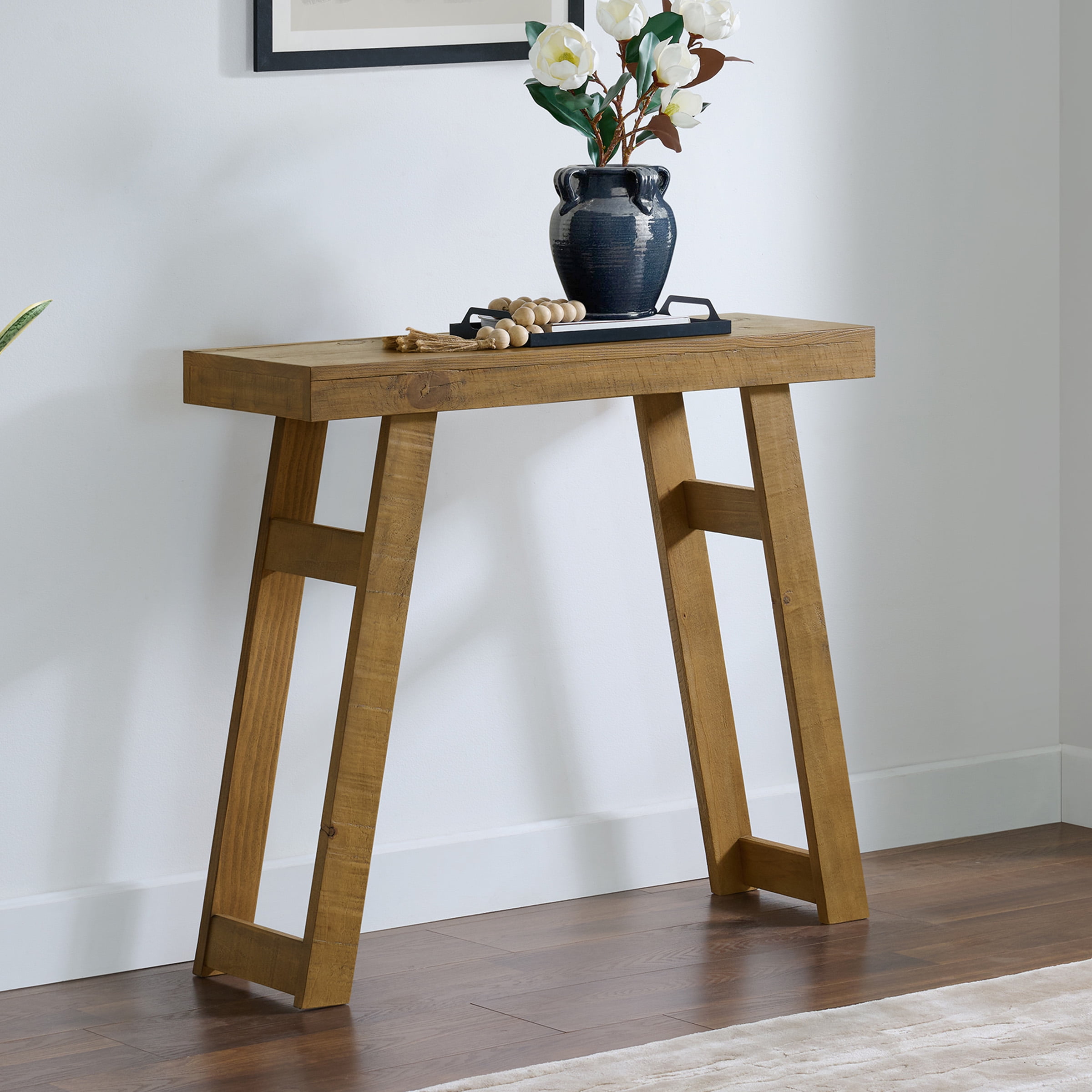 Alaterre Furniture Lawas Solid Wood Console Table - 36 Inch Small Entryway Table (Oak)