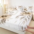 thumbnail image 3 of jejeloiu Watercolor Floral Twin Sheet Sets,Retro Flower Blossom Twin Fitted Sheet,White Brown Flat Sheet For Teens,Breathable Home Decor,3pcs, 3 of 7