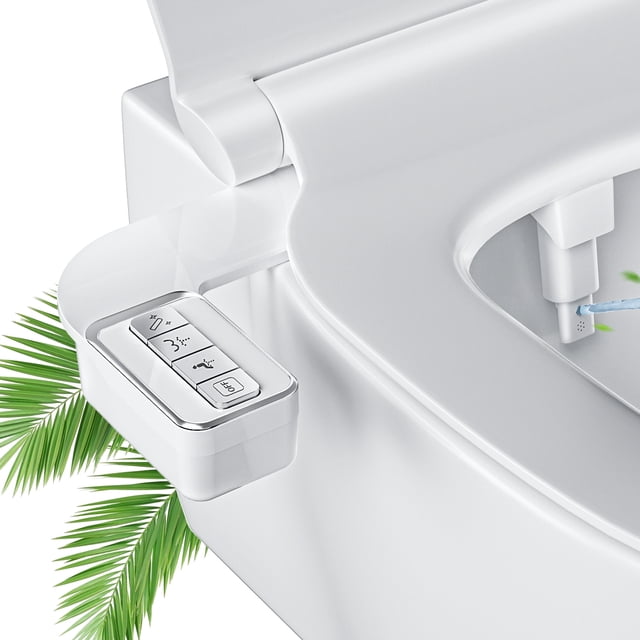 PrettyCare Accessoire de Siège de Toilette Bidet Non Électrique avec Commandes de Pression, Buses Doubles Autonettoyantes PB02
