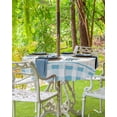 thumbnail image 3 of Fsddascl Coastal Summer Beach Outdoor Tablecloth - 54 Inch Round Dining Table Cover, Wood Grain Blue White Plaid Waterproof Outdoor Table Cloth with Umbrella Hole & Zipper for Picnic/Patio/Party, 3 of 7