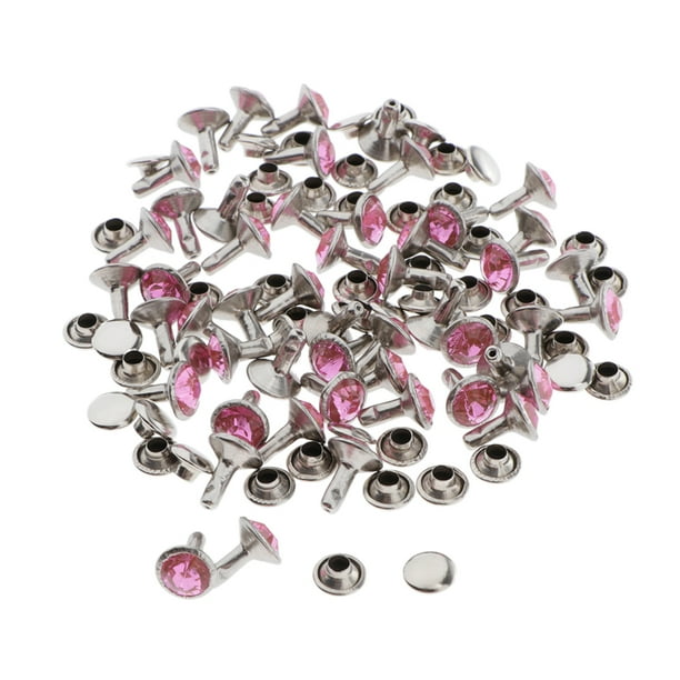 50 Piezas Botón a Presión Doble Tapa de Imitación Rosado Sunnimix Espárragos de remache de doble tapa