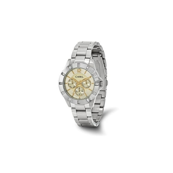 Mens Chisel Stainless Steel Champagne Dial Analog Watch with Steel Band for Men