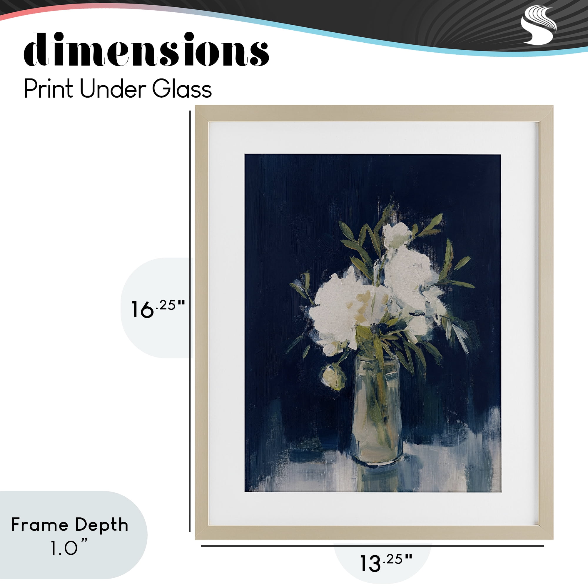 Stupell Industries Peonies On Blue Mirage Birch Framed Print Under Glass, design by Svetlana Aleynikova