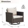 thumbnail image 7 of PARKWELL Outdoor Wicker Chairs Swivel Rocker Set of 4, All Weather Rattan Patio Swivel Glider Rocking Lounge Chairs for Patio Porch Pool,Brown/Beige, 7 of 7