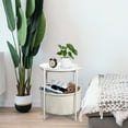 thumbnail image 5 of Round Side End Tables with Storage Bag for Living Room Bedroom, Industial Small Side Accent Bedside Table Metal, White, 5 of 9