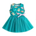thumbnail image 1 of B91xZ Robe Printemps Été pour Filles Sans Manches Ligne A Robe de Fête Scolaire, Vert 4-5 Ans, 1 of 5