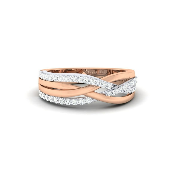 Sterling Silver Radiant crossover Moissanite Rose Gold Ring Women 