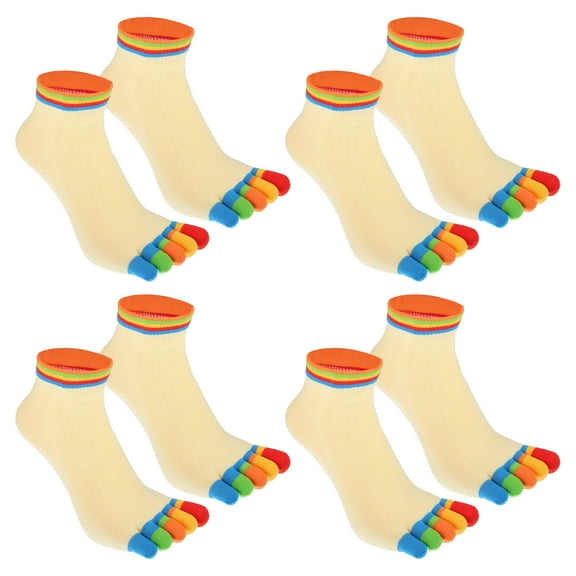 4 Pairs Full Finger Toe Socks Men Women Non Slip Sticky Five Toe Socks for Sport Exercise Daily Fit Mutlicolor Yellow