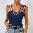 thumbnail image 4 of Jowamay Criss Cross Front Tank Tops V Neck Sexy Sleeveless Slim Fitted Tank Tops Summer Casual Shirts for Travel, 4 of 9