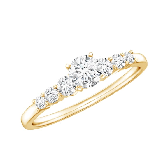Rosec Jewels Certified Moissanite Promise Ring for Women - D-VS1 Quality - Ready to Gift for Valentines Day, 14K Yellow Gold, US 10.00