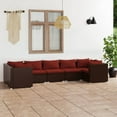 thumbnail image 1 of vidaXL 7 Piece Garden Lounge Set with Cushions Poly Rattan Brown, 1 of 4
