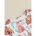 thumbnail image 6 of Kid Girls Christmas Gingerbread House Ruffle Dress Long Sleeve Round Neck Layered Xmas Dress, 6 of 9