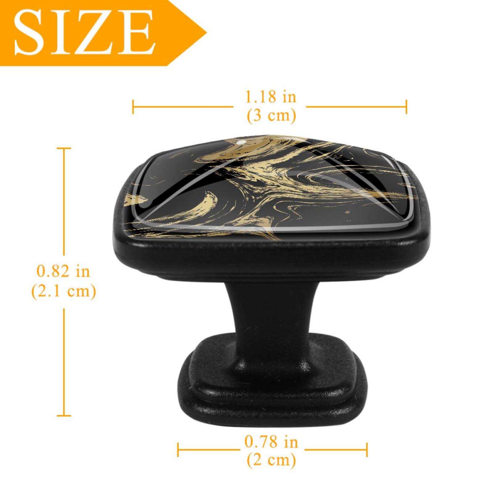 4 Pcs Cabinet Handle Drawer Pulls Black and Gold Texture Knobs with Screws Square Furniture Office Cabinet Knob Decoration