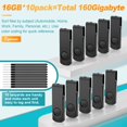 thumbnail image 4 of 16GB USB Flash Drive 10 Pack Thumb Drive Kepmem USB 2.0 Flash Drive Bulk Metal USB Memory Stick Swivel Pendrive Keychian Design Zip Drive Black Jump Drive with 10pieces Ropes Fold Storage for Friend, 4 of 5