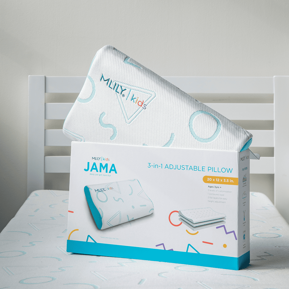 JAMA Kids Pillow for Sleeping, Memory Foam Pillow for Bed with Washable Cover, Blue