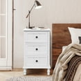 thumbnail image 4 of Vertical 3-Drawer Side Table with Storage, Narrow Desk for Living Room, Bedroom, Office & Entryway, Space-Saving Design, 15.7"D x 11.8"W x 26"H, Antique White, 4 of 7