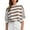 Brown, variant on Womens Winter Blouses Loose Casual Striped Color Blocking Round Neck Short Sleeve Tops