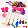 JoyStone Kids Gardening Tool Set with Wheelbarrow and Watering Can, 16-Piece Set with Wooden-Handle Tools, Ages 3-6