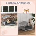 thumbnail image 4 of Dog House Outdoor, Rattan Dog Bed with Canopy and Water-Resistant Cushion, for Small and Medium Dogs, Gray, 4 of 8