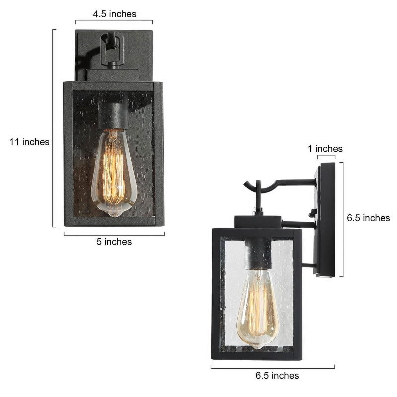LNC 1-Light Hardware Outdoor Wall Light with Seeded Glass Panels Black Finish 11-in H Wet Rated