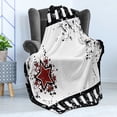 thumbnail image 4 of Movie Theater Soft Flannel Fleece Blanket, Grungy Illustration of Film Strip with Ornamental Stars Cinematography, Cozy Plush for Indoor and Outdoor Use, 50" x 70", Black White Ruby, by Ambesonne, 4 of 5