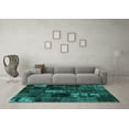 thumbnail image 3 of Ahgly Company Machine Washable Indoor Square Patchwork Turquoise Blue Transitional Area Rugs, 4' Square, 3 of 4