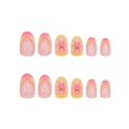thumbnail image 4 of Flower Almond Shaped Press on Nails Summer Short False Nails with 3D Embossed, 4 of 5
