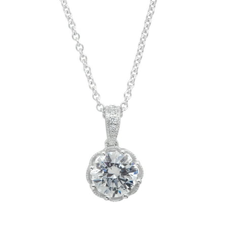 Pendant Necklace with Swarovski Zirconia in Sterling Silver