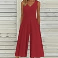 thumbnail image 2 of ABATAB Rompers for Women Loose Fit Wide Leg Jumpsuits with Pockets V Neck Casual Sleeveless Long Pants Rompers, 2 of 5