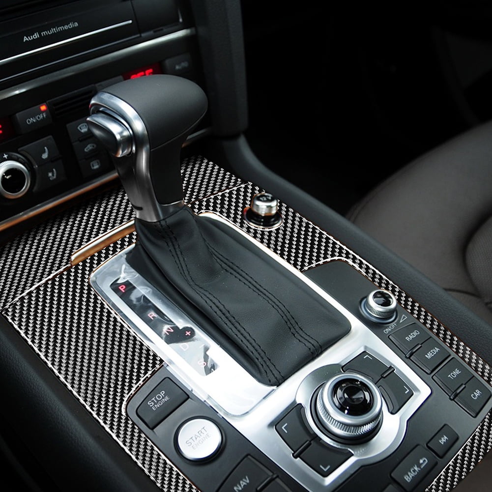 For Audi Q7 Carbon Fiber Center Console Gear Shift Box Cover Trim 2pcs 2008-2015