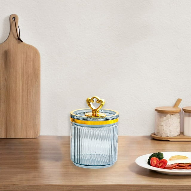 Frascos de plástico transparente con tapa | Contenedores herméticos para organizar la cocina | Plástico apto para alimentos | Multiusos: dulces, aperitivos, maquillaje y baño | Tamaño: 12 x 8 cm