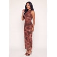 thumbnail image 2 of Women's Floral Mesh Side Ruched Mock Neck Maxi Dress, 2 of 3