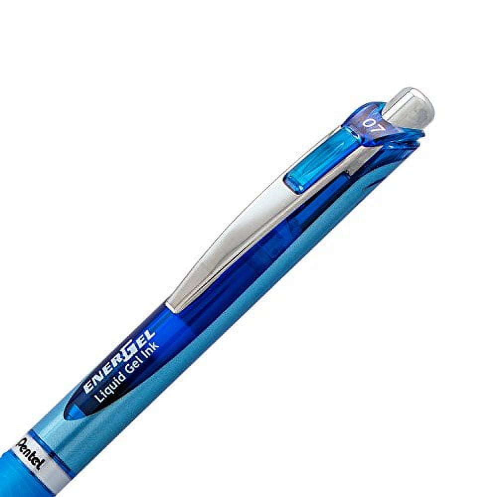 Pentel Gel Ink Pen, EnerGel RTX Retractable Gel Pen, 0.7mm, Needle Tip, Blue Ink, 2 Pack (BLN77BP2C)