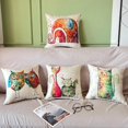 thumbnail image 2 of Juego de 4 fundas de almohada decorativas para sofá, 45 x 45, para dormitorio, sofá, silla, cama, jardín (animales-lino), 2 of 5