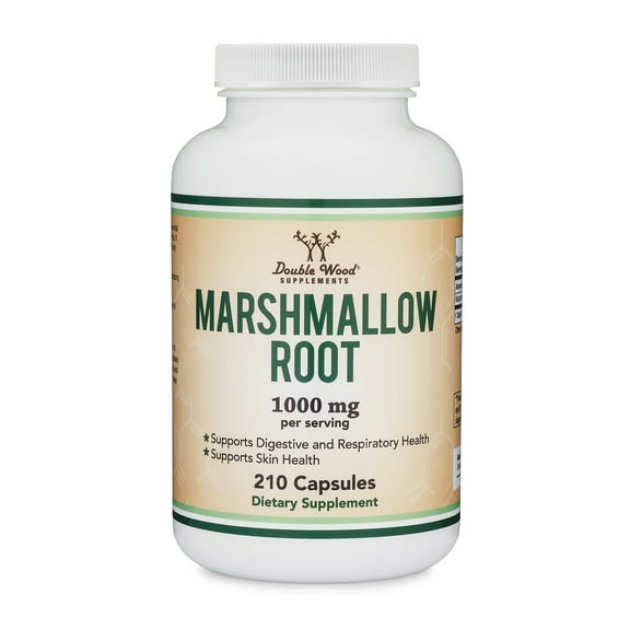 Marshmallow Root Capsules (210 Count, 1,000mg per Serving) High in Mucilage to Support Respiratory, Skin and Gut Repair (Vegan Safe, Non-GMO, Gluten Free, Made in The USA) by Double Wood Supplements