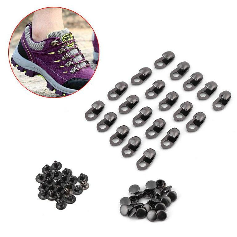 FAGINEY 20Pcs Shoe Lace Hooks Boot Lace Fittings Alloy Shoelace Buckles  with Rivets for Repair/Camp/Hike/Climb Accessories, Repair Buckle, Climb