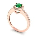 thumbnail image 2 of Clara Pucci 14K Rose Gold Solid Gold Emerald Halo Anniversary Ring for Women - 0.755 cttw Pear Cut, 2 of 7