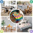 thumbnail image 5 of Colorful Tie Dye Rainbow Pattern Rectangle Tablecloth 60"x102",Waterproof Polyester Rectangle Table Cloth, Wipeable Spillproof Polyester Tablecloth for Dining, Camping, Indoor and Outdoor, 5 of 6