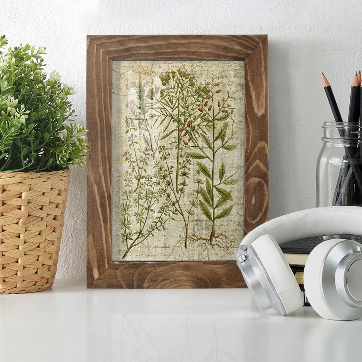 Garden Verses I -Framed Print w/glass-Walnut