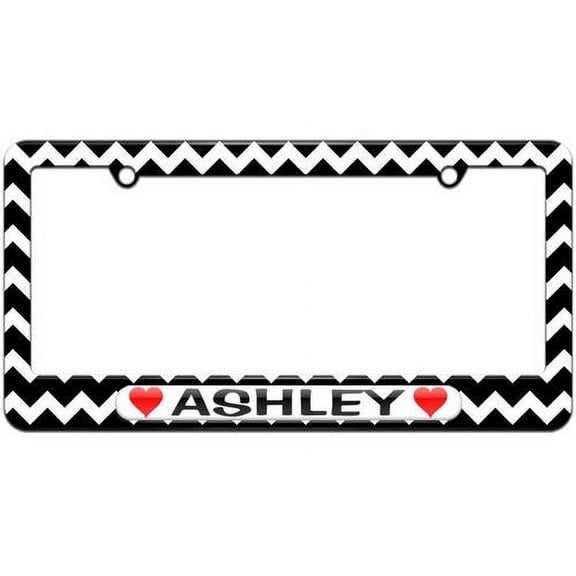 Ashley Love with Hearts License Plate Tag Frame, Multiple Colors