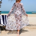 thumbnail image 6 of Fewfanhot Women's Long Sleeve Bikini Set Cover-Up Two-Piece SheerMesh Swimwear Printed Bathing Suit Beach Vacation Swimsuit, 6 of 9