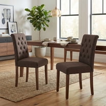TLSUNNY Upholstered Dining Chairs Set of 2, Tufted Parsons Fabric Side Chairs with Solid Wood Legs, for Dining Room, Kitchen