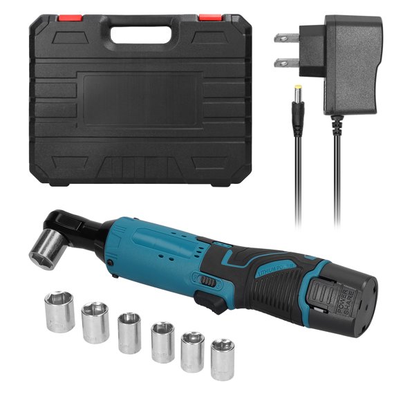 Amdohai Multifunctional 12.0V Cordless Rechargeable Electric Wrench 3/8 Inch 90° Right Angle Ratchet Wrenches Handheld Driver Power Tool
