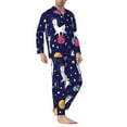 thumbnail image 2 of Naloa Lama in Space Men’s Pajamas Set - Long Sleeve Button Down Sleep Shirt and Pajama Bottoms Sleepwear Set-Medium, 2 of 7