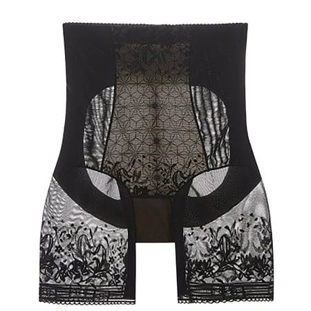Mnyycxen Women s High Waist Lace Shapewear Tummy Control Hip Lift Sheer Lightweight Panties Underwear Comfortable Boyshorts