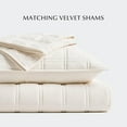 thumbnail image 3 of 3 Pieces Luxurious Velvet Quilt King Size, Ultra Soft Bedspread Coverlet Set, Double Box Stitch Lightweight Velvet Comforter for All Season with 2 Shams, Cream White, 108"x96", 3 of 18